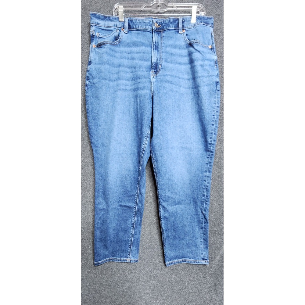 American Eagle Size 18 Womens Jean Light Blue Wash Mom Jeans Med‎ Rise Stretch